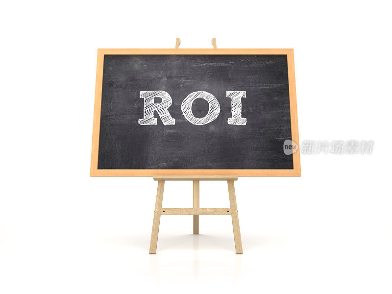 画架与ROI字在黑板框架- 3D渲染